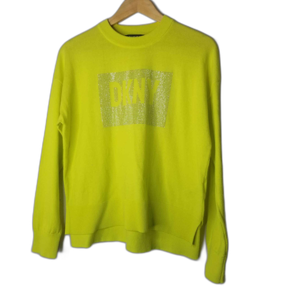 Neon Yellow DKNY Women Sweater  Fog Limonata Silver - Sz S